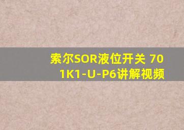 索尔SOR液位开关 701K1-U-P6讲解视频